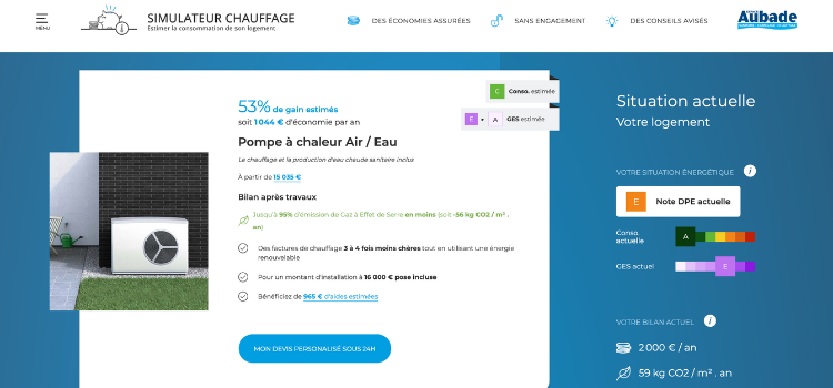 Résultat de la simulation chauffage d'Espace Aubade